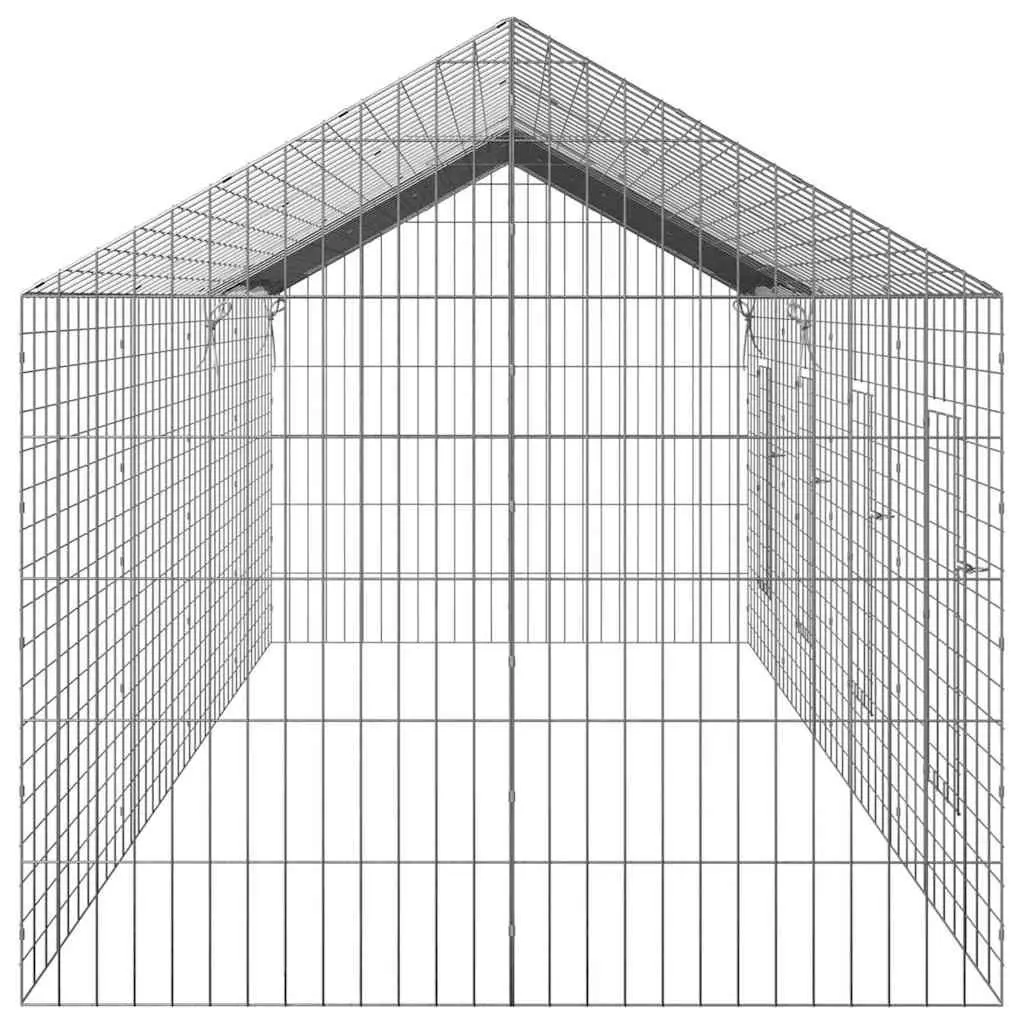 Rabbit Cage Outdoor Habitat Enclosure Galvanized Steel 400x78x78cm Silver For Small Animals