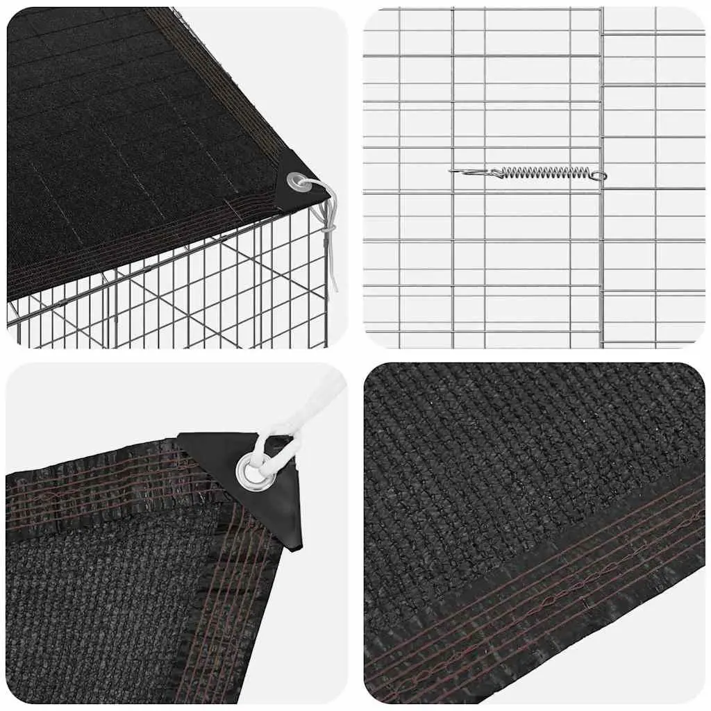Rabbit Cage Outdoor Habitat Enclosure Galvanized Steel 400x78x78cm Silver For Small Animals