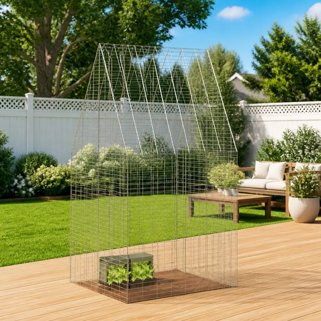 Outdoor Habitat Cage for Small Animals Galvanised Steel 100x100x210cm Silver