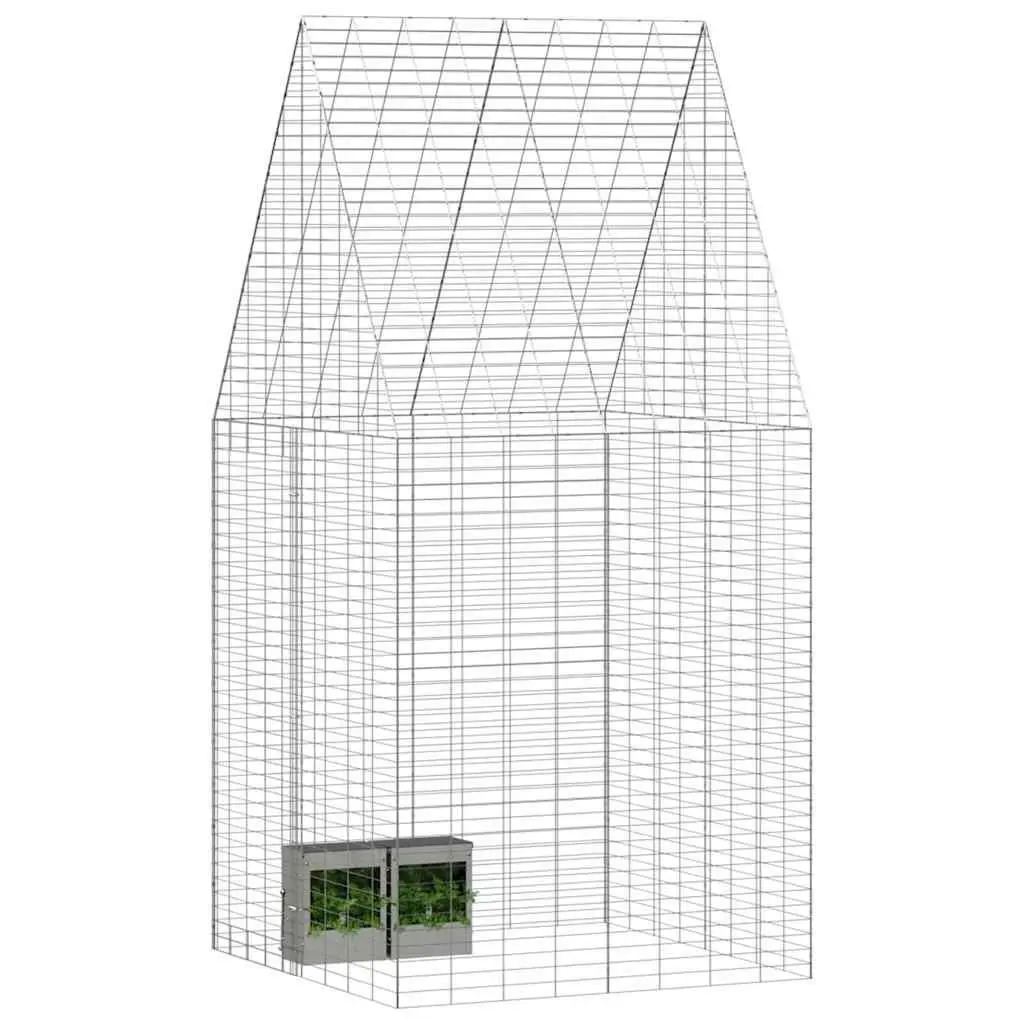 Outdoor Habitat Cage for Small Animals Galvanised Steel 100x100x210cm Silver