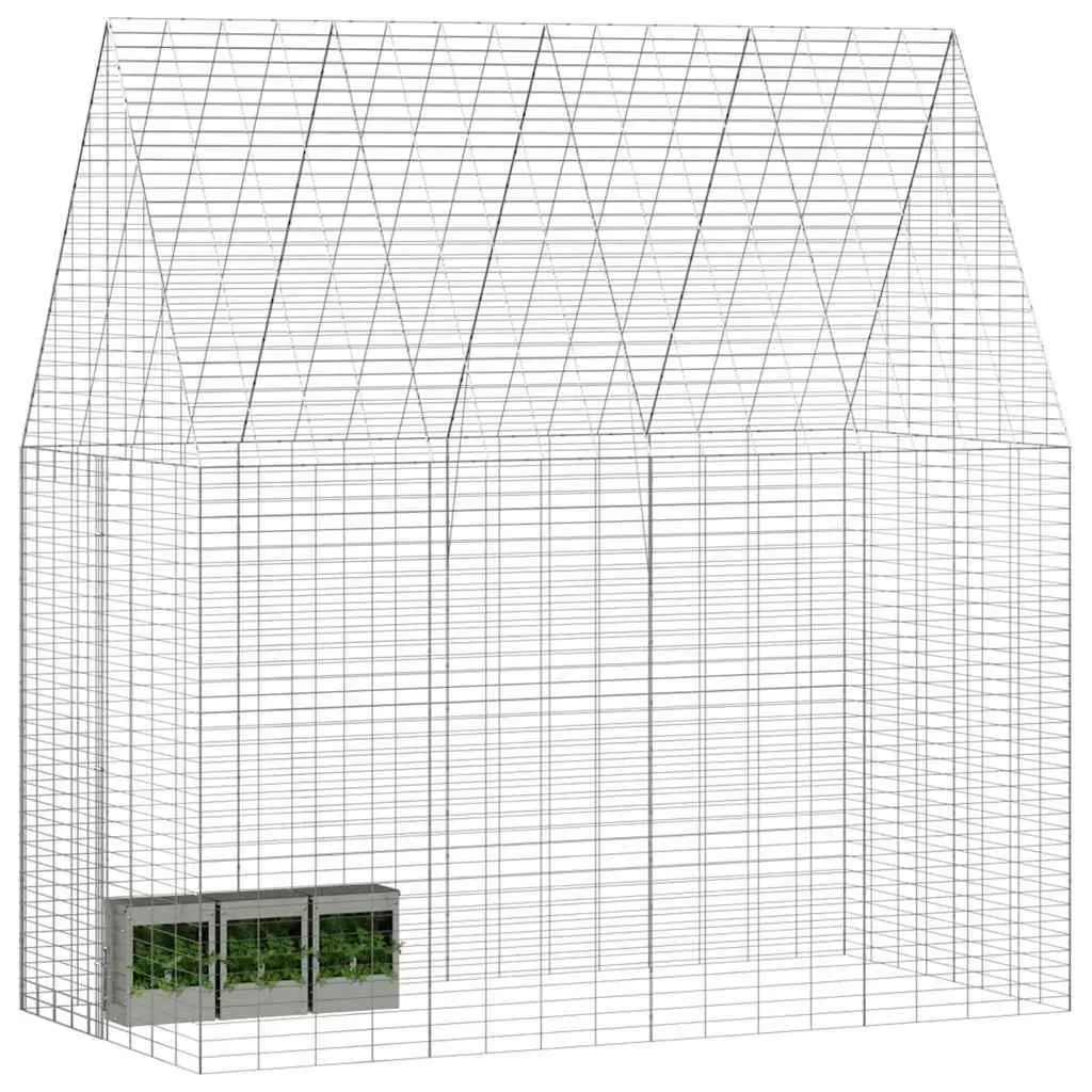 Rabbit Cage Outdoor Hutch Galvanised Steel 200cm x 100cm x 210cm Silver Enclosure for Small Pets