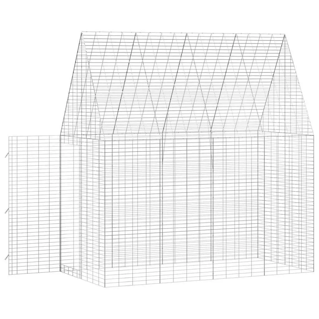 Rabbit Cage Outdoor Hutch Galvanised Steel 200cm x 100cm x 210cm Silver Enclosure for Small Pets