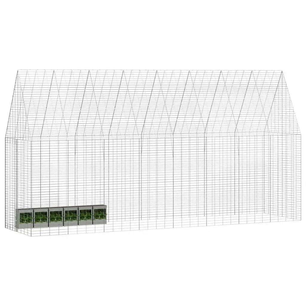Outdoor Small Animal Habitat Galvanised Steel Silver 400x100x210cm
