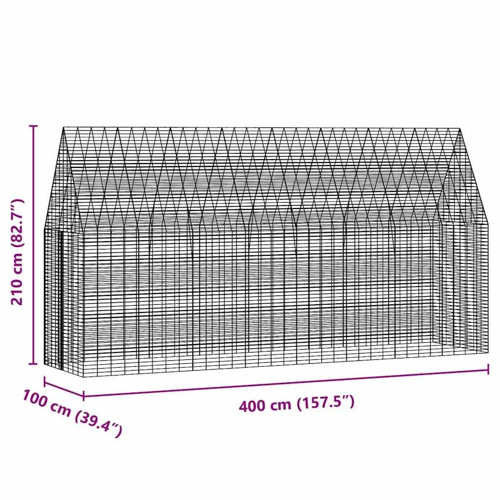 Outdoor Small Animal Habitat Galvanised Steel Silver 400x100x210cm