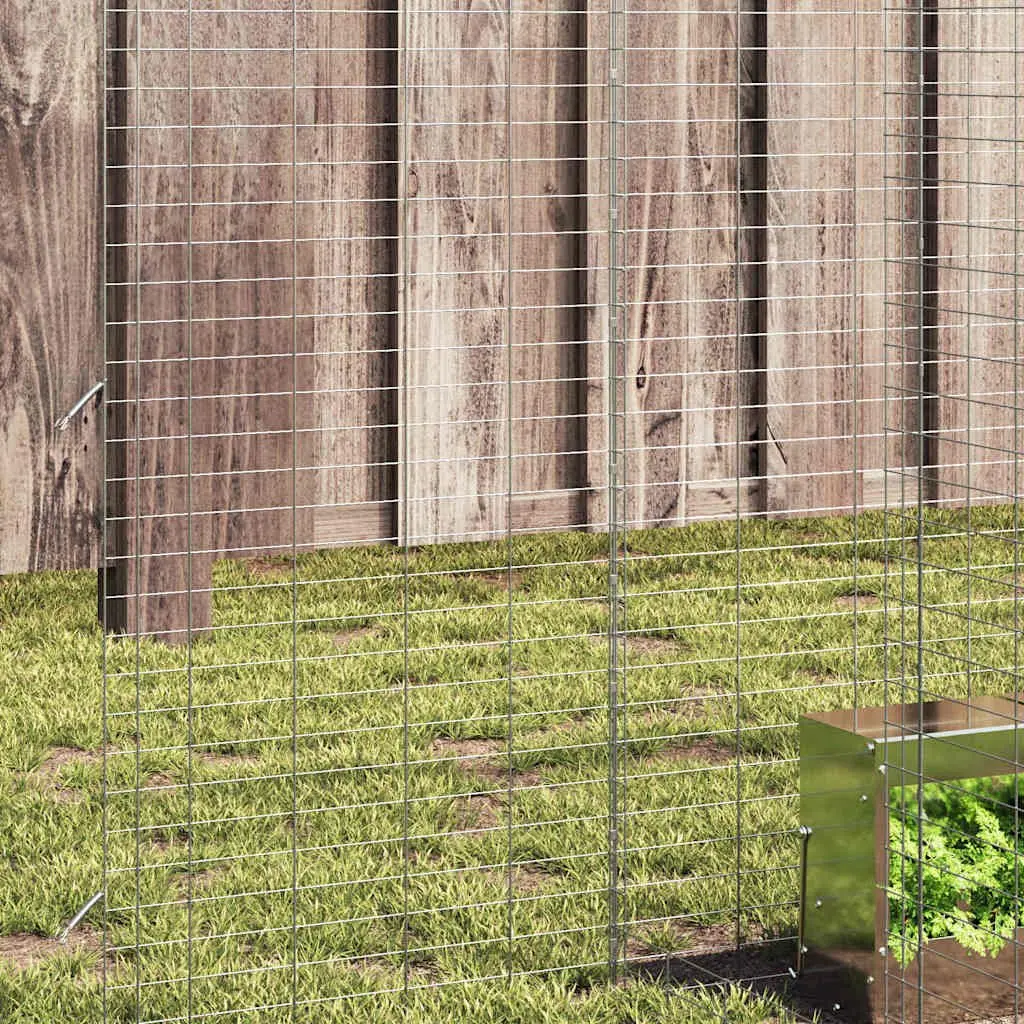 Outdoor Small Animal Habitat Galvanised Steel Silver 400x100x210cm