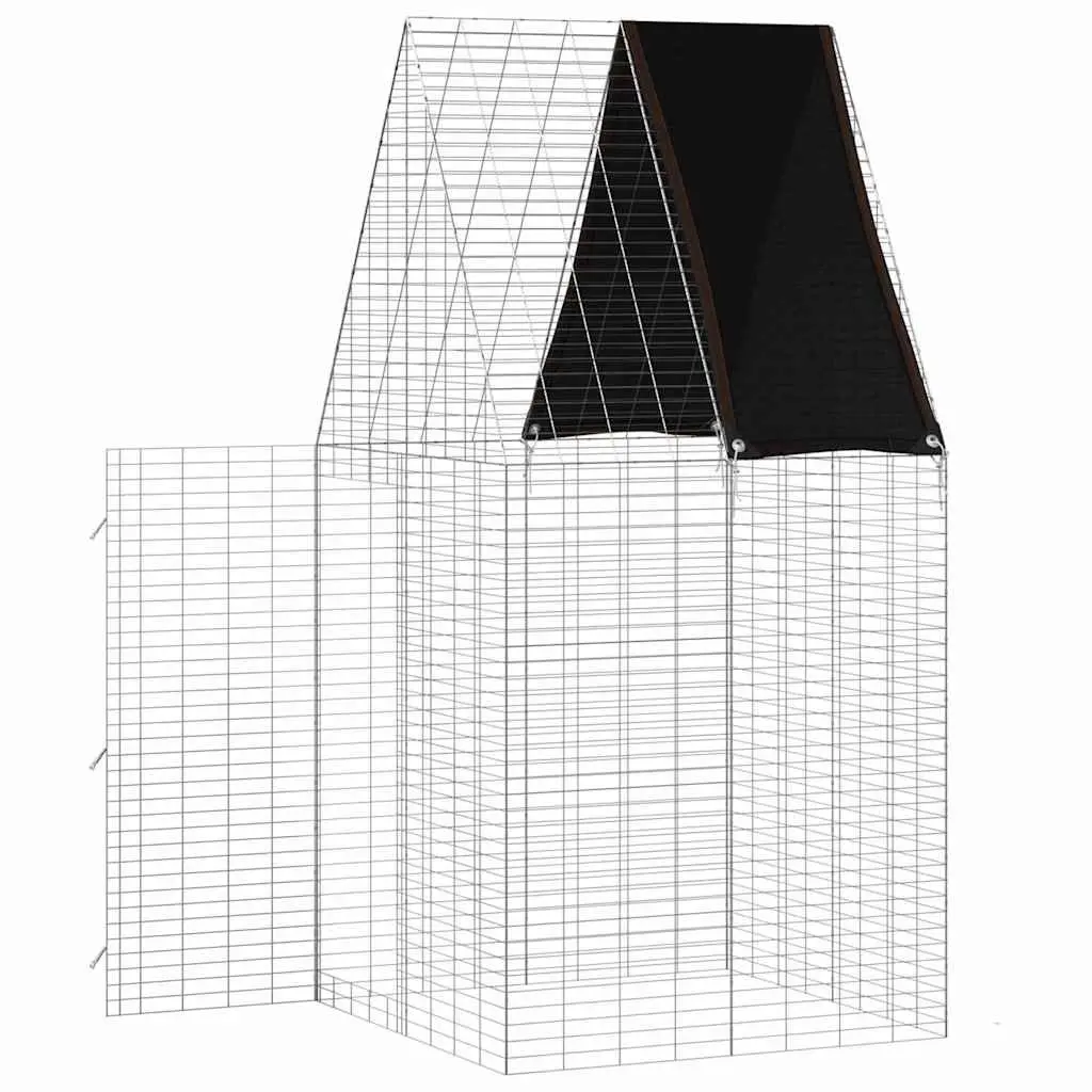 Small Animal Cage Galvanised Steel Silver 210cm Height 100cm Width 100cm Depth Outdoor Habitat for Rabbits Guinea Pigs Hamsters