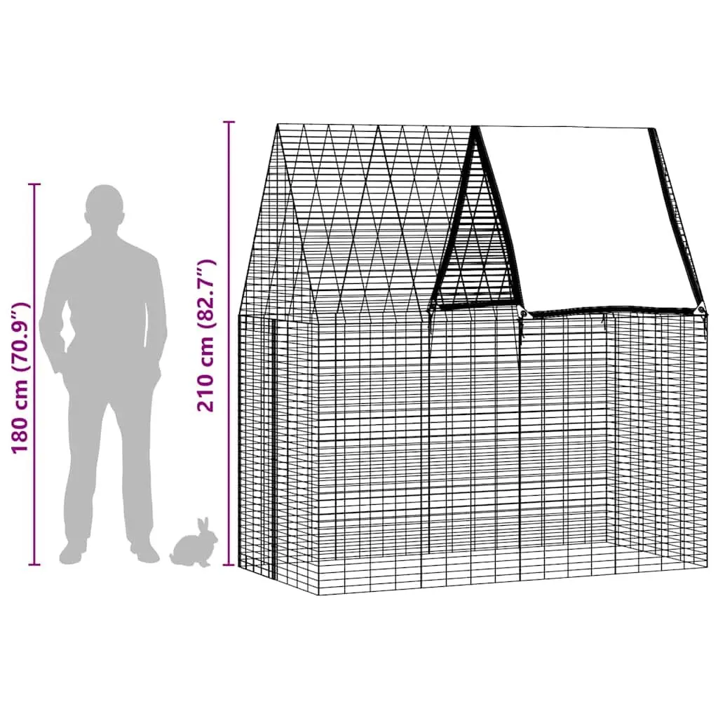 Small Animal Habitat Cage Galvanised Steel 200 x 100 x 210 cm Silver