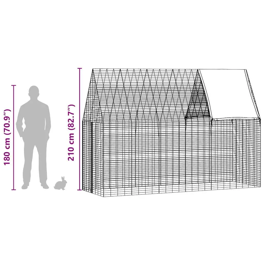 Outdoor Habitat Cage Galvanised Steel 300x100x210cm Silver for Rabbit Guinea Pig Hamster
