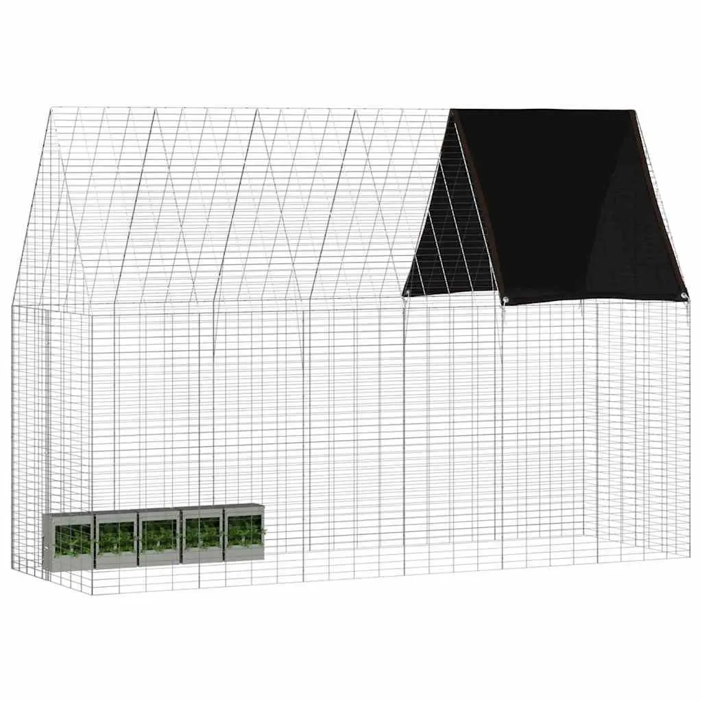 Outdoor Habitat Cage Galvanised Steel 300x100x210cm Silver for Rabbit Guinea Pig Hamster