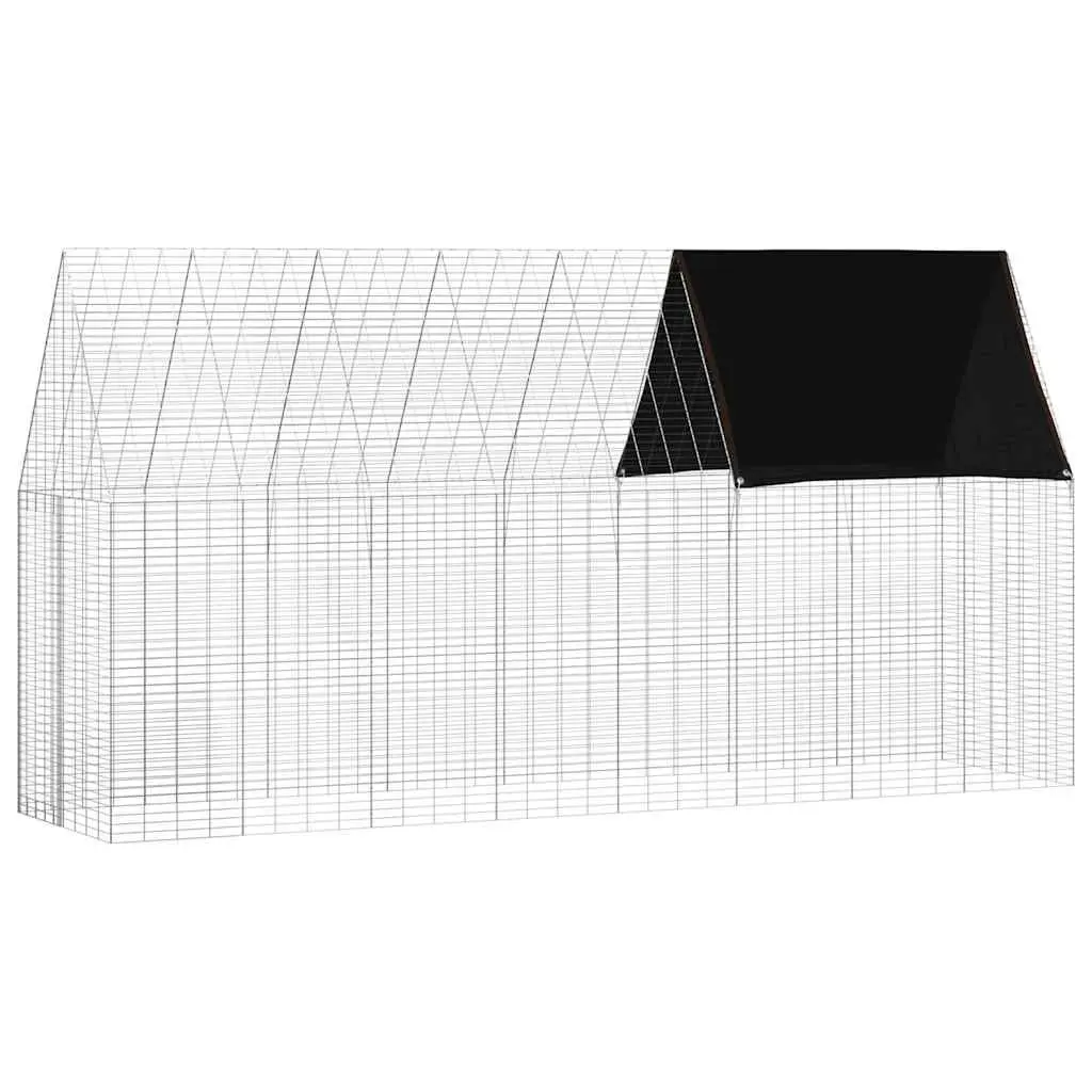 Rabbit Cage Galvanised Steel Outdoor Habitat 400 x 100 x 210 cm Silver