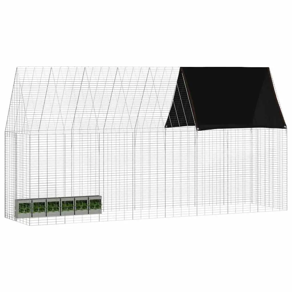 Rabbit Cage Galvanised Steel Outdoor Habitat 400 x 100 x 210 cm Silver