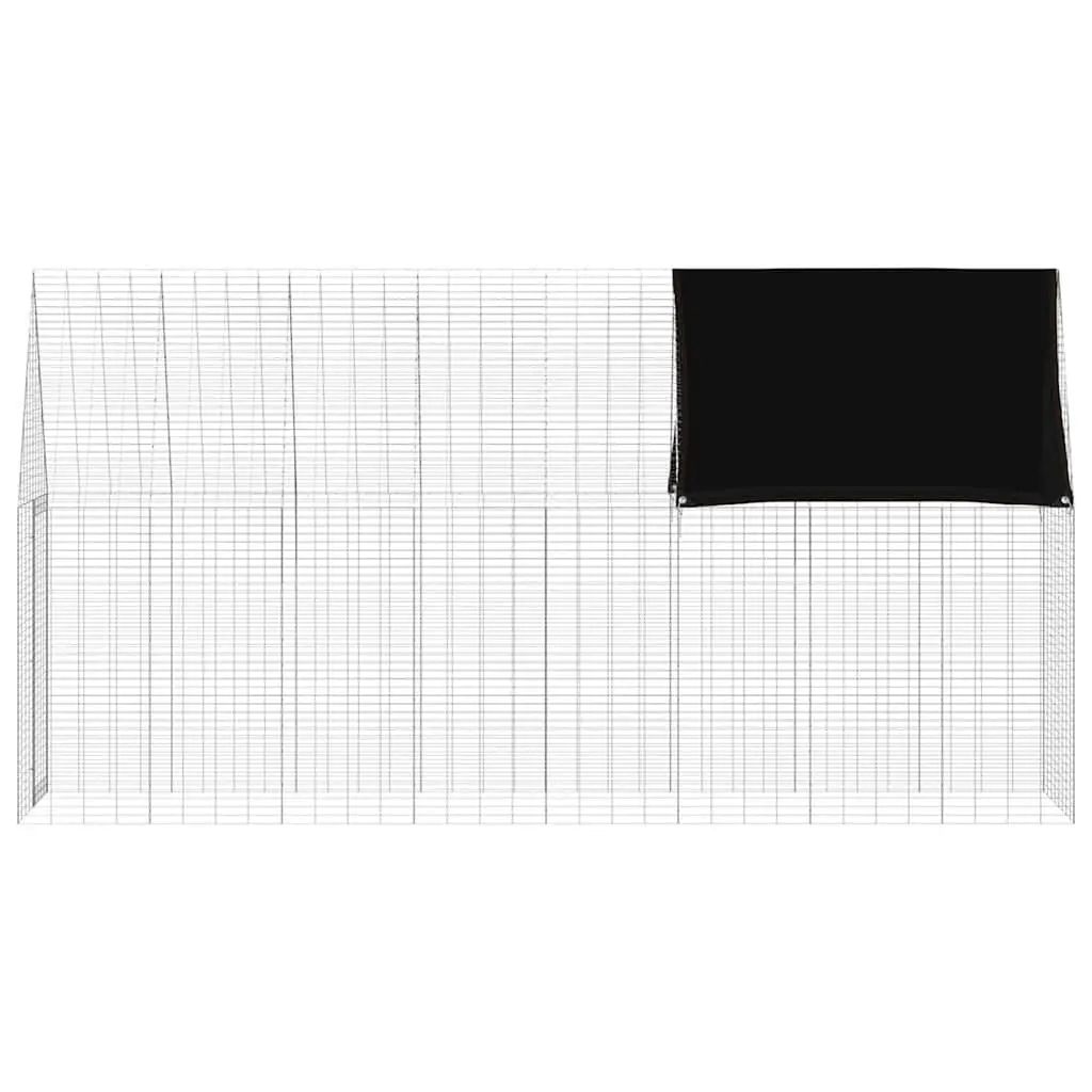 Rabbit Cage Galvanised Steel Outdoor Habitat 400 x 100 x 210 cm Silver