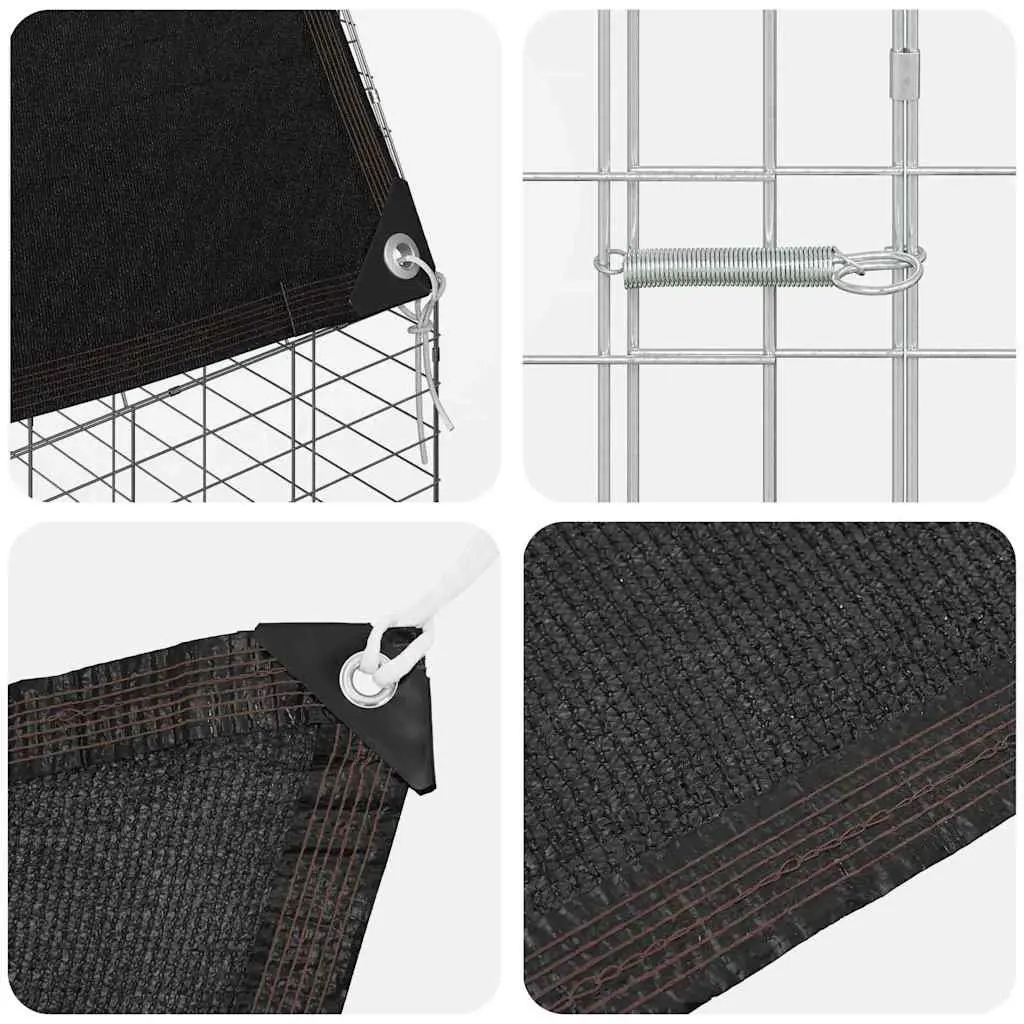 Rabbit Cage Galvanised Steel Outdoor Habitat 400 x 100 x 210 cm Silver