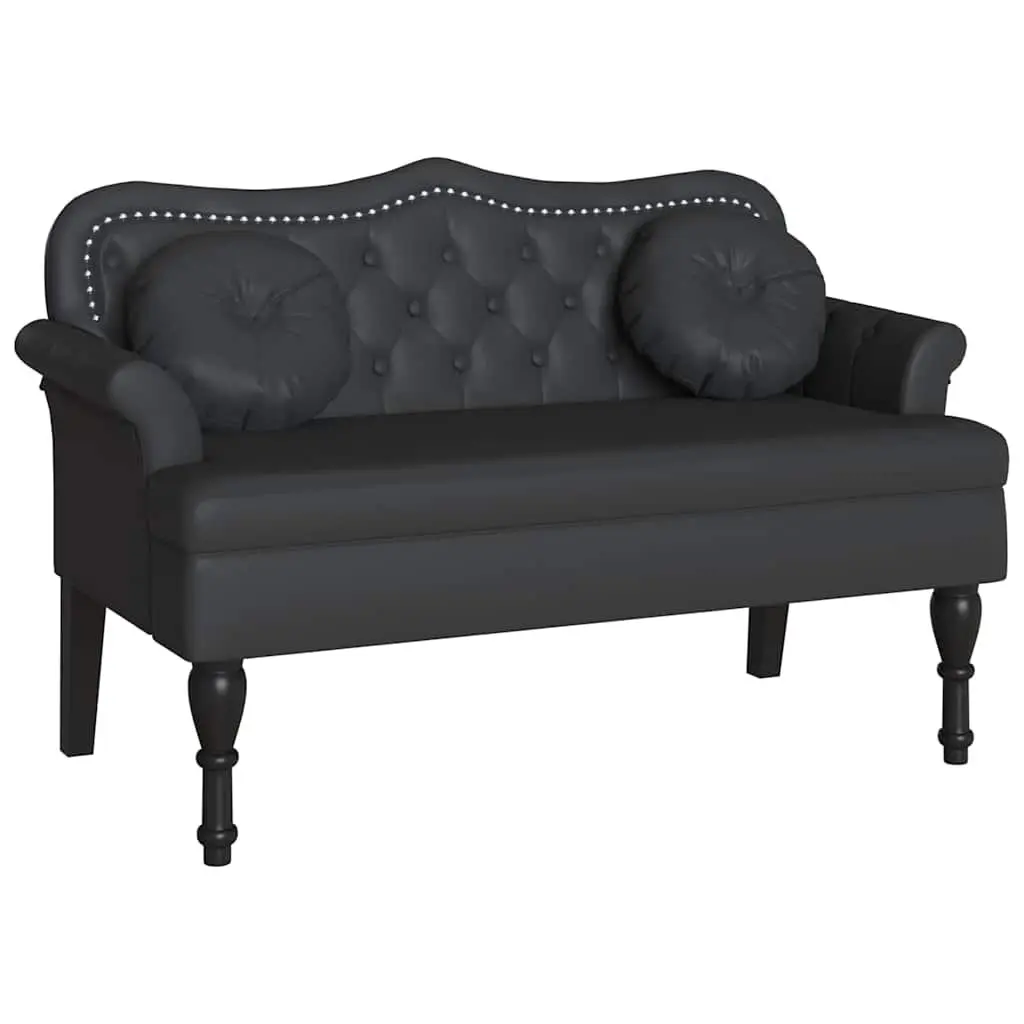 Chesterfield Bench Faux Leather Button Tufted Seat Black 120.5 x 65 x 75 cm