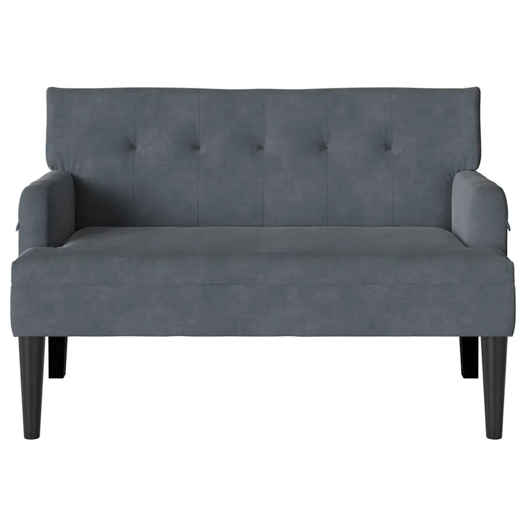 Chesterfield Bench Velvet Upholstered Dark Grey Lounge Seating with Backrest