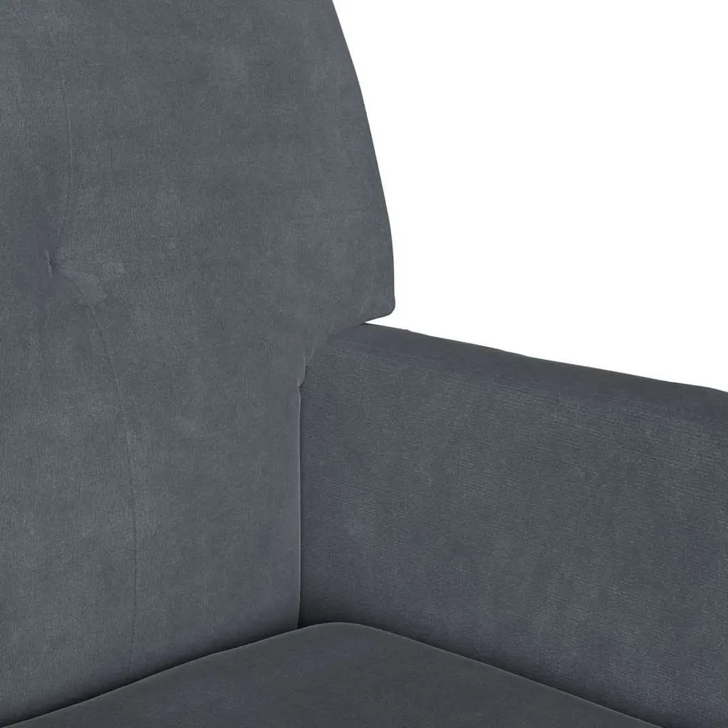 Chesterfield Bench Velvet Upholstered Dark Grey Lounge Seating with Backrest