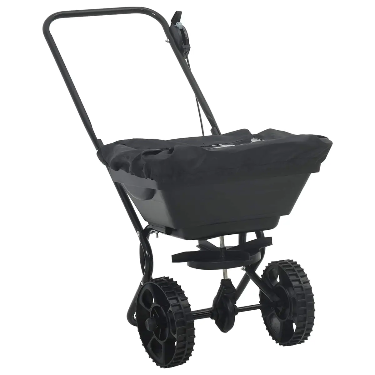 Spreader PVC Steel 82 x 46 x 75 cm Black Lawn Garden Fertiliser Seed Outdoor