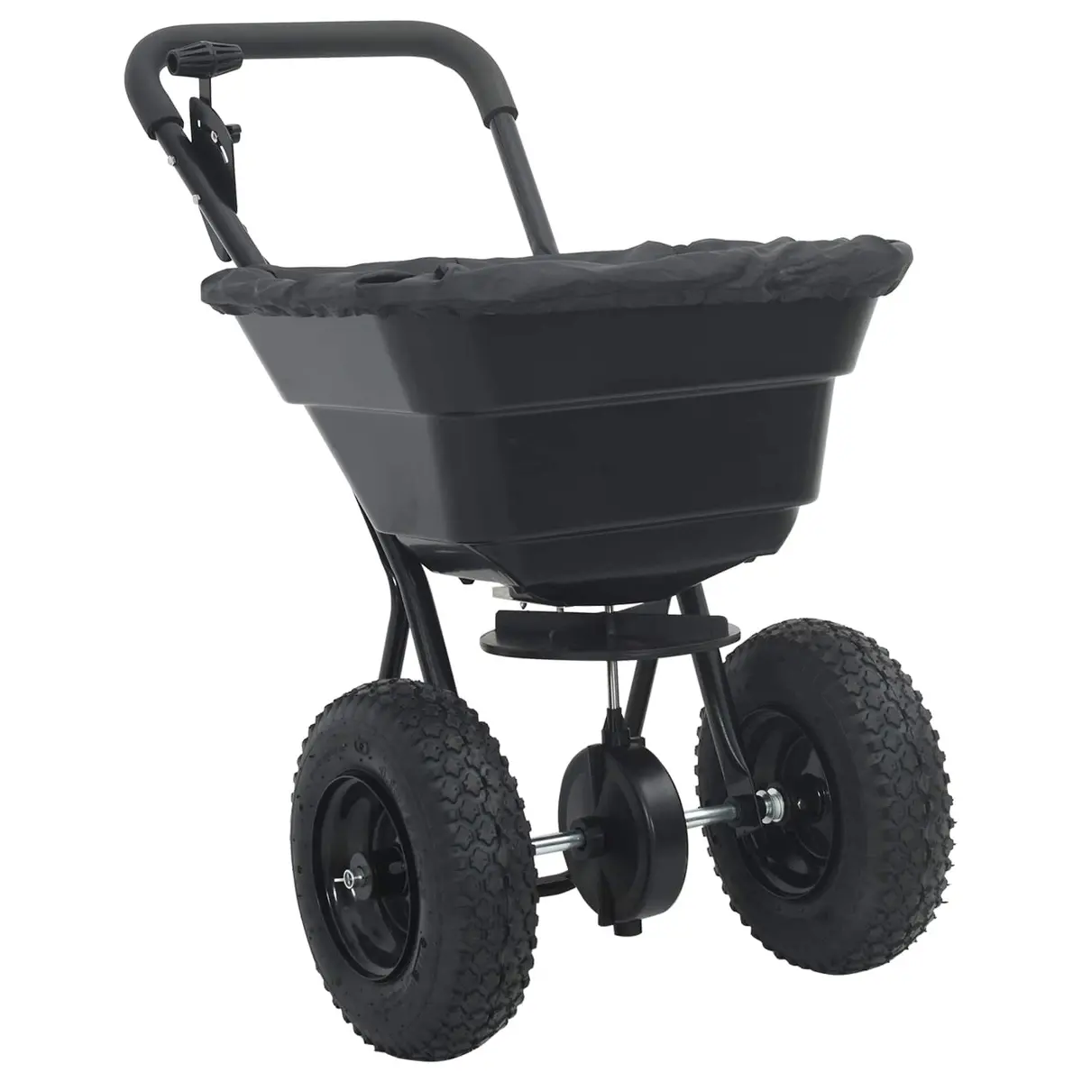 Spreader Lawn Seed Fertiliser Spreading Tool PVC Steel 53 x 81.5 x 78 cm Black