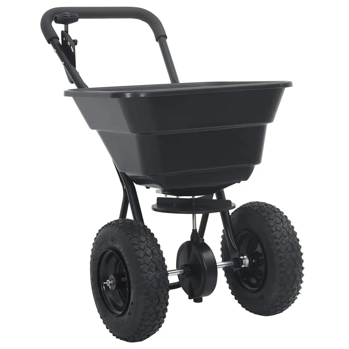 Spreader Lawn Seed Fertiliser Spreading Tool PVC Steel 53 x 81.5 x 78 cm Black