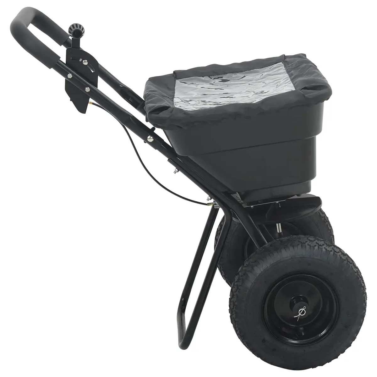 Spreader Lawn Seed Fertiliser Spreading Tool PVC Steel 53 x 81.5 x 78 cm Black