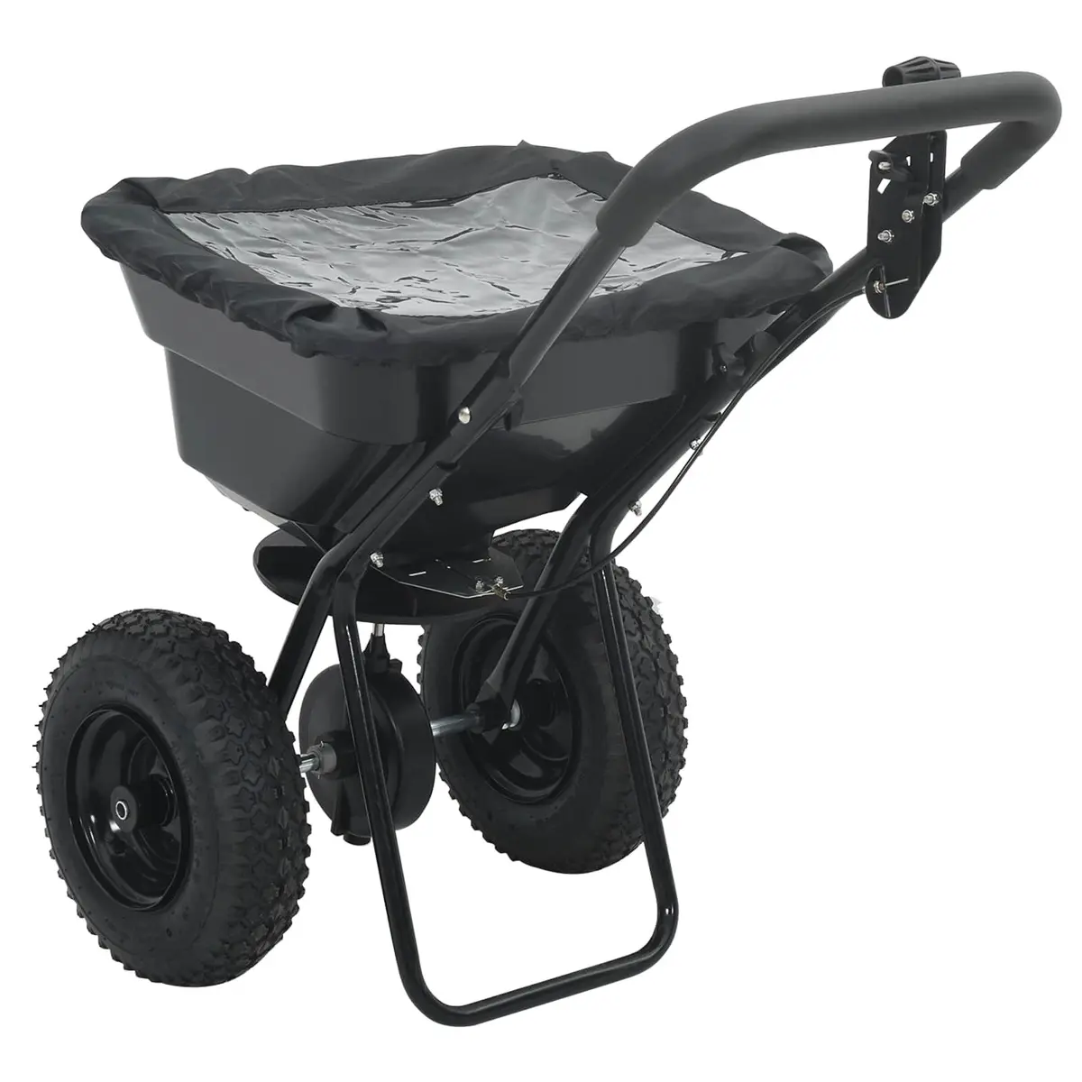 Spreader Lawn Seed Fertiliser Spreading Tool PVC Steel 53 x 81.5 x 78 cm Black