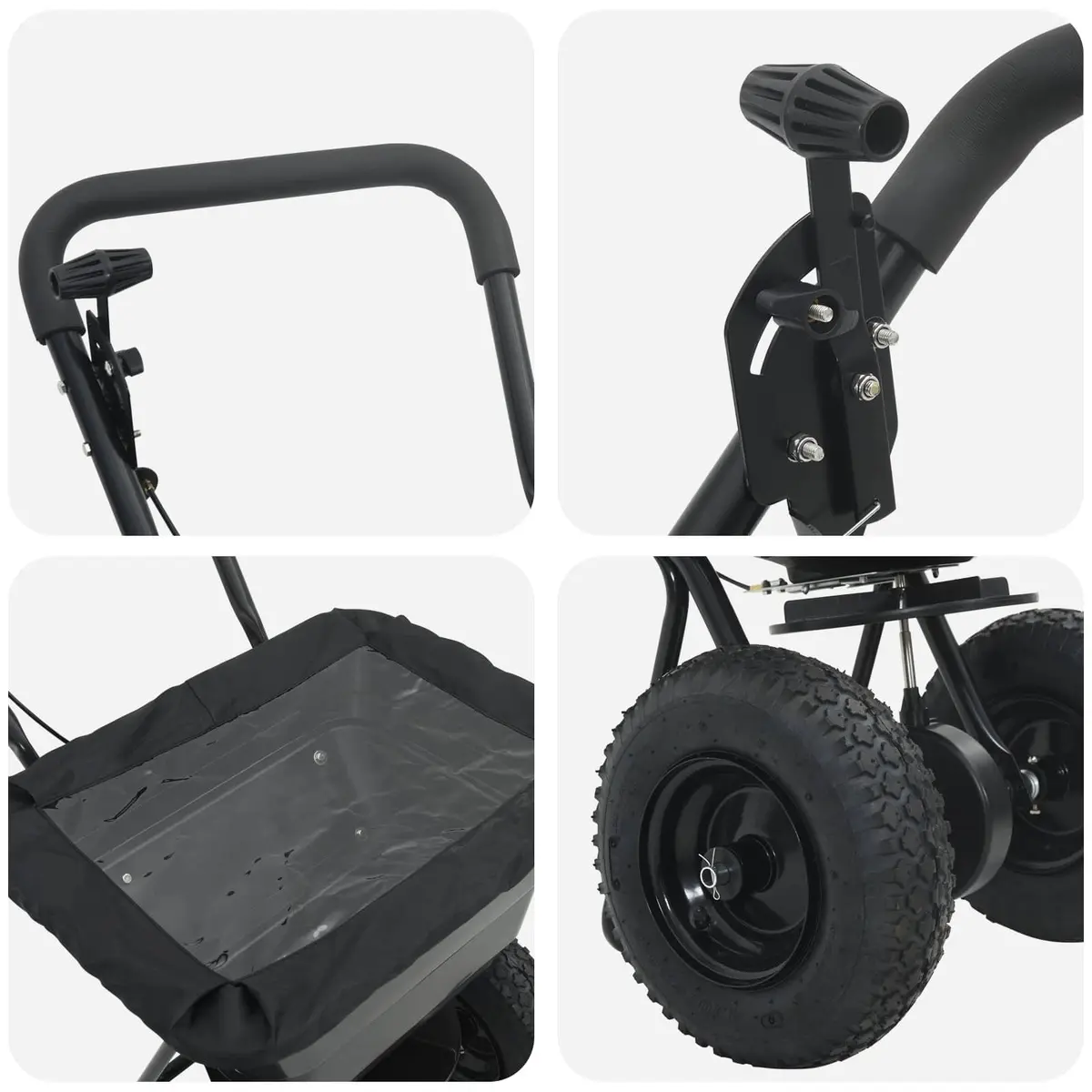 Spreader Lawn Seed Fertiliser Spreading Tool PVC Steel 53 x 81.5 x 78 cm Black