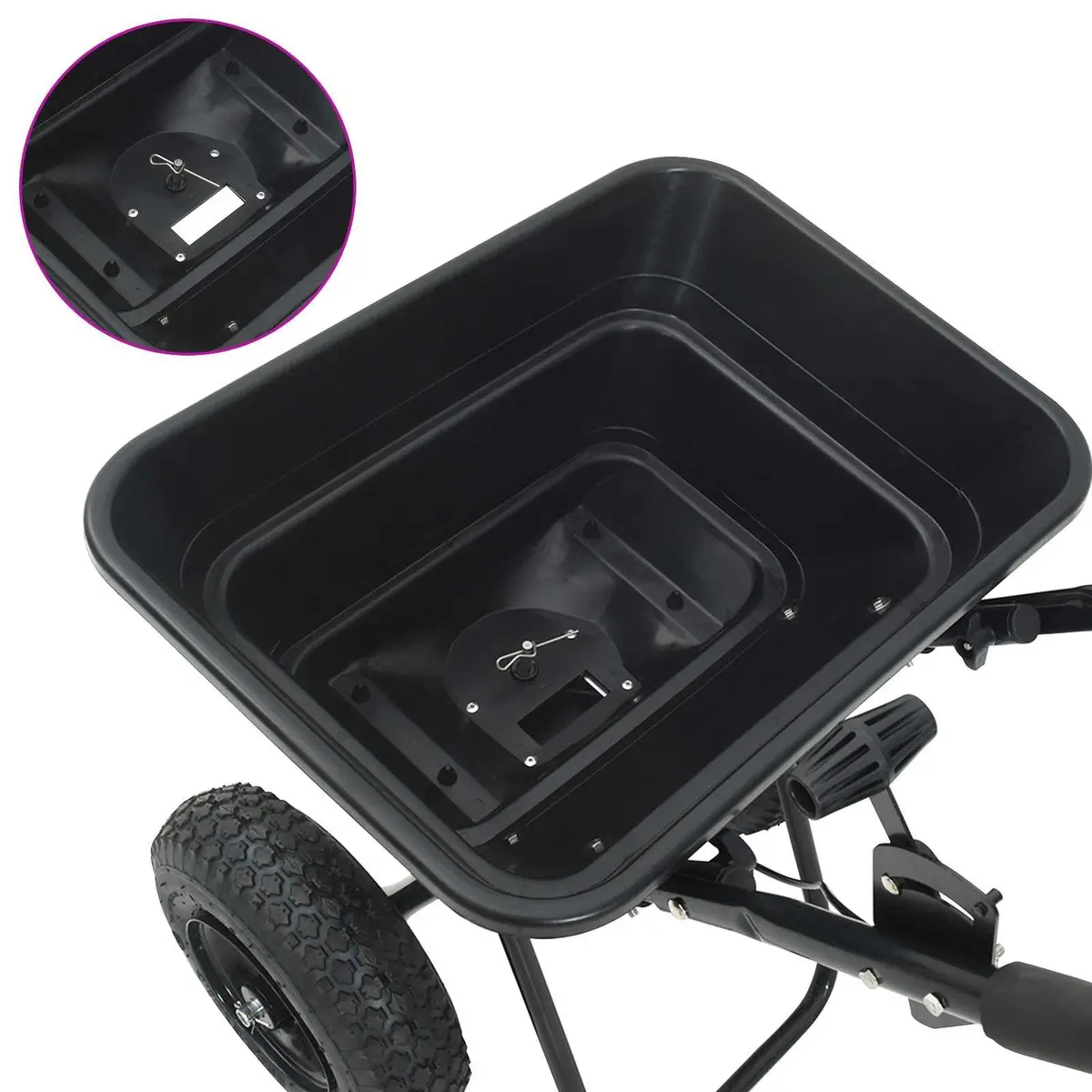 Spreader Lawn Seed Fertiliser Spreading Tool PVC Steel 53 x 81.5 x 78 cm Black