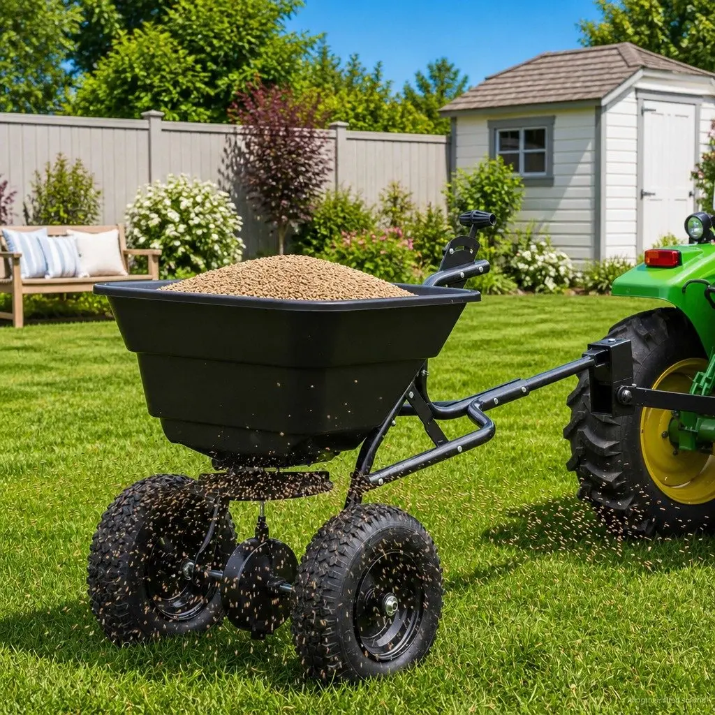 Black Spreader for Lawn and Garden Needs