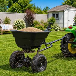 Practical Black Spreader for Lawn and Garden Needs