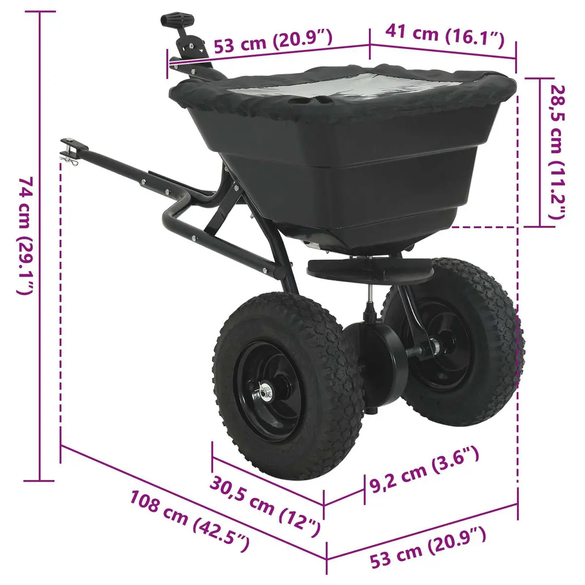Black Spreader for Lawn and Garden Needs