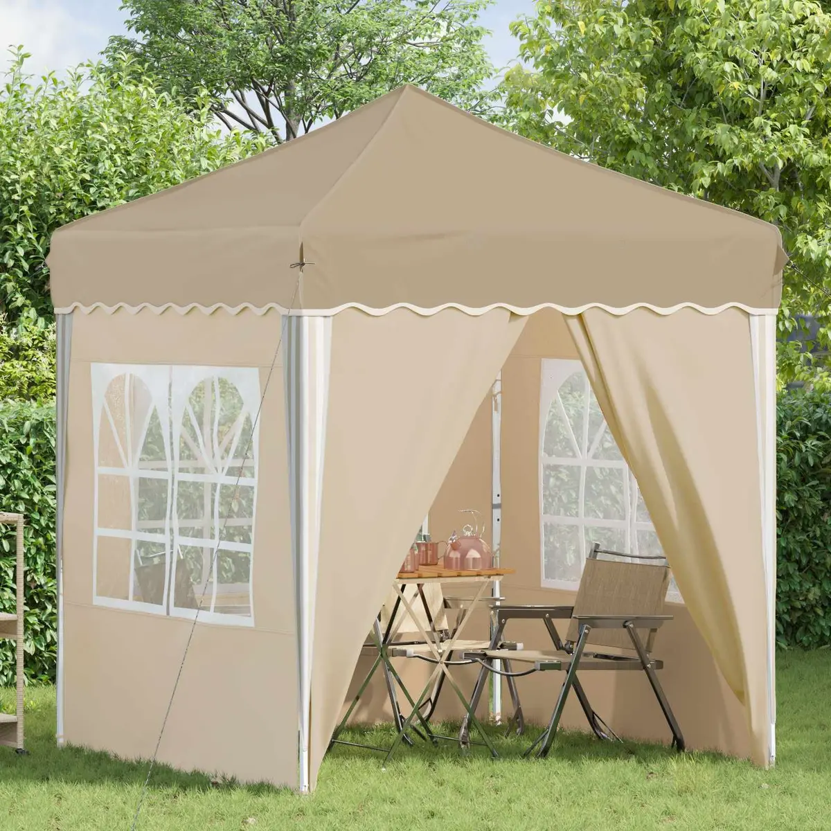 Pop-up Party Tent Oxford Fabric 195x195x245cm Cream Garden Canopy