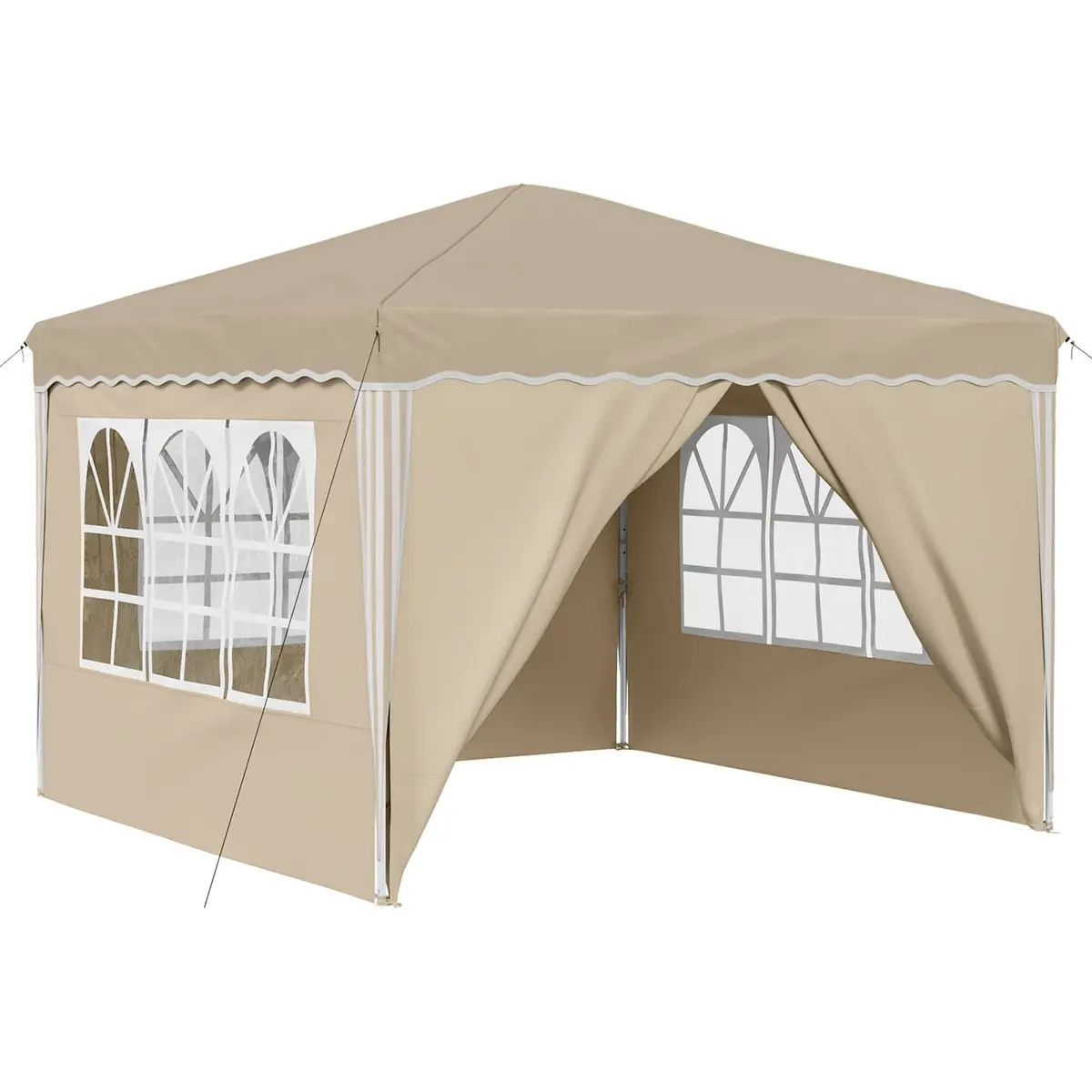 Party Tent Outdoor Gazebo Cream Oxford Fabric Waterproof 288x288x245cm Adjustable Height