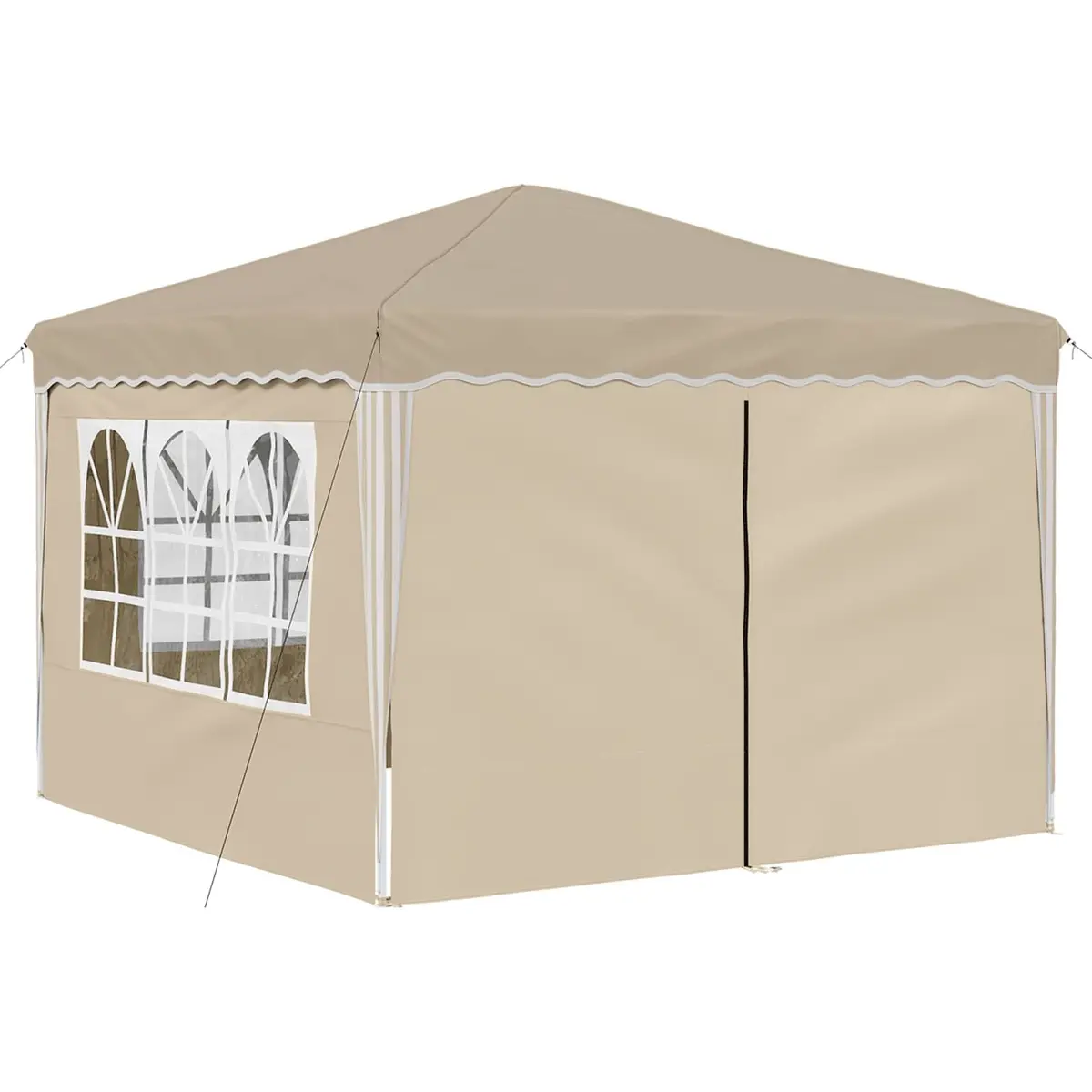 Party Tent Outdoor Gazebo Cream Oxford Fabric Waterproof 288x288x245cm Adjustable Height