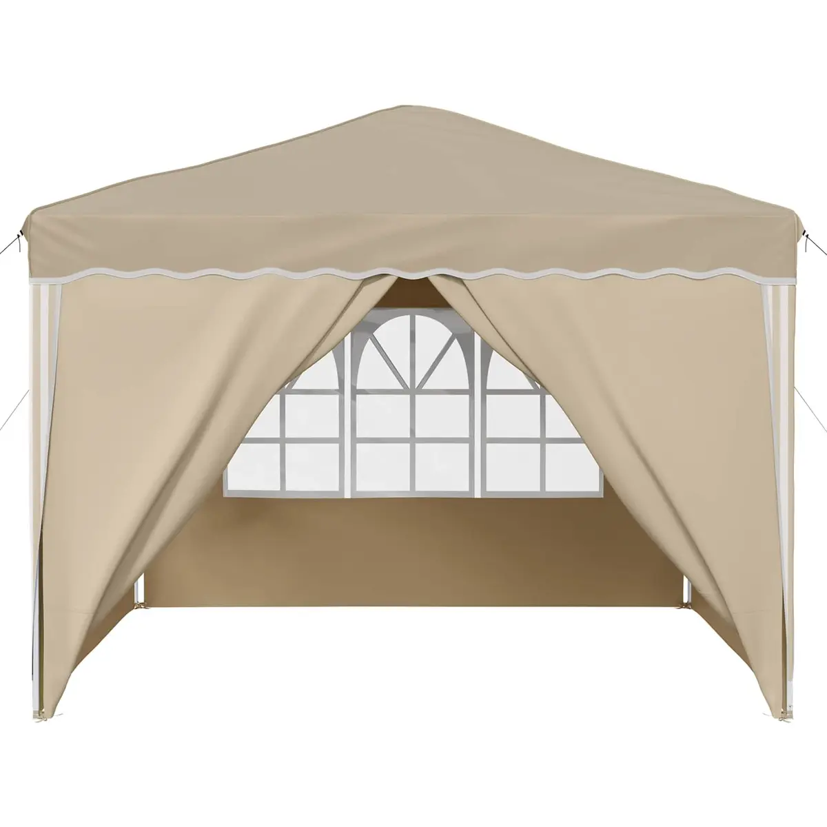 Party Tent Outdoor Gazebo Cream Oxford Fabric Waterproof 288x288x245cm Adjustable Height