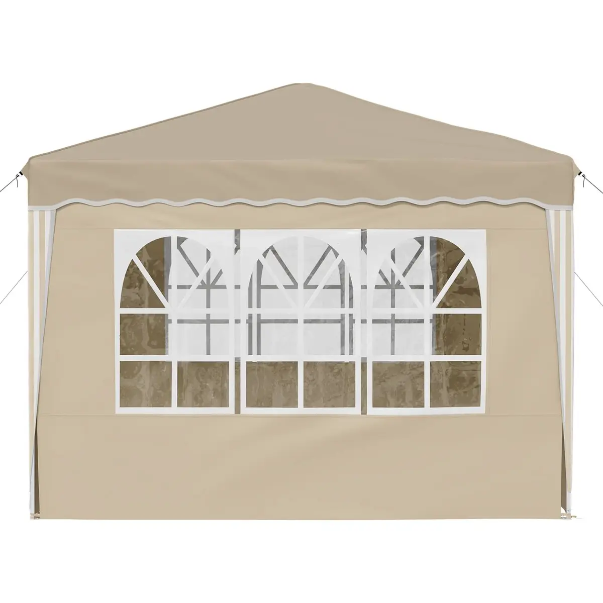 Party Tent Outdoor Gazebo Cream Oxford Fabric Waterproof 288x288x245cm Adjustable Height