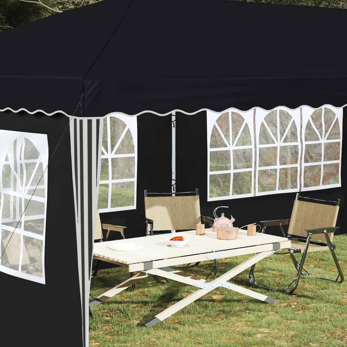 Pop-up Party Tent Steel 575x289x245cm Anthracite Outdoor Garden Canopy Gazebo