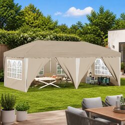 Pop-up Party Tent 575x288x245cm Cream Outdoor Canopy Gazebo Height Adjustable