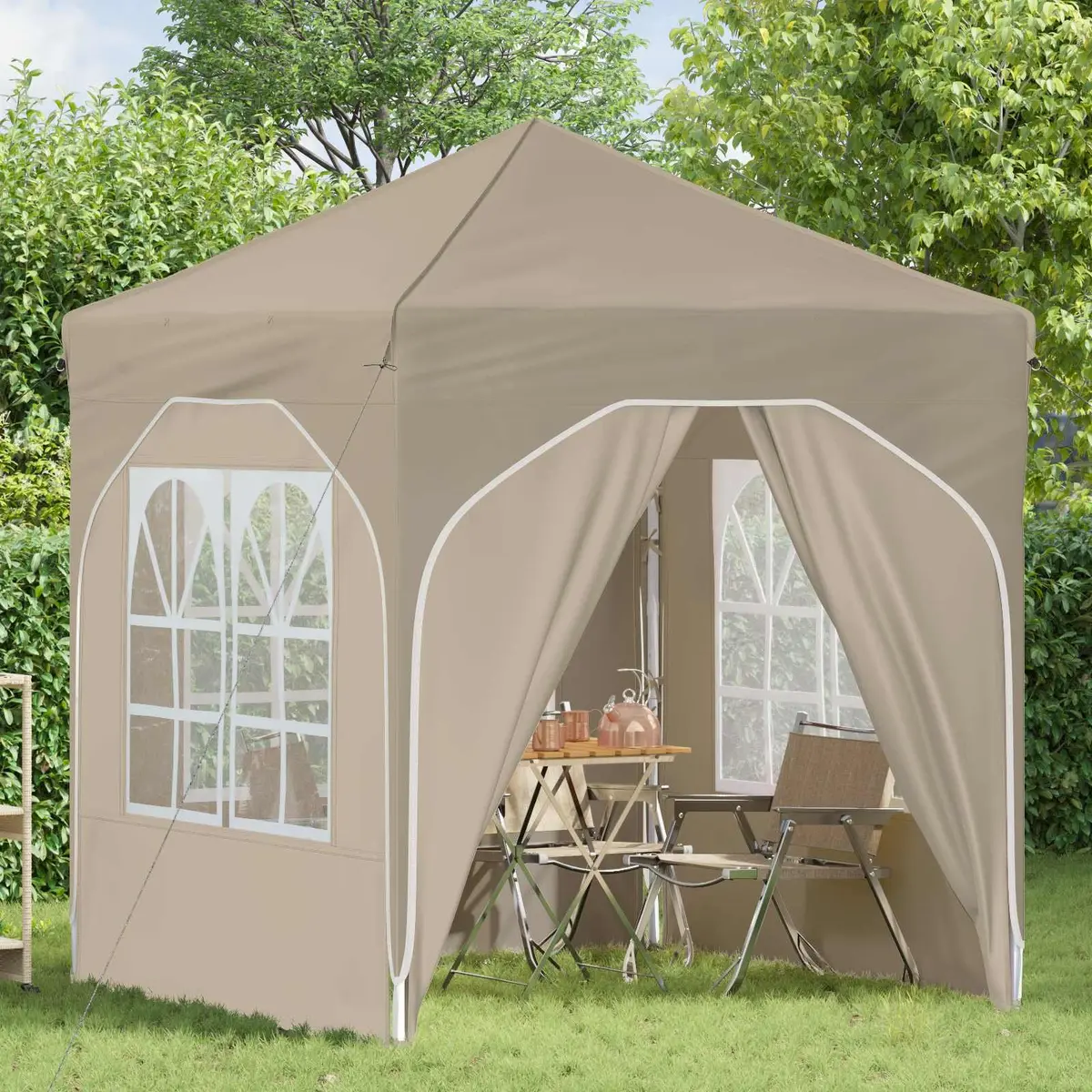 Pop-up Party Tent 210D Oxford 192x192cm Waterproof UV Resistant Cream