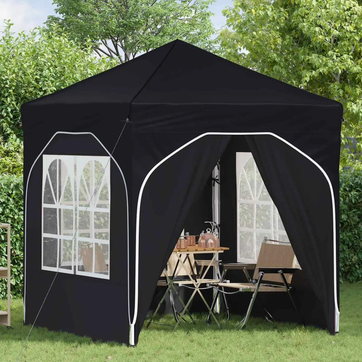 Pop-up Party Tent 210D Oxford Waterproof UV-Resistant 192x192cm Anthracite