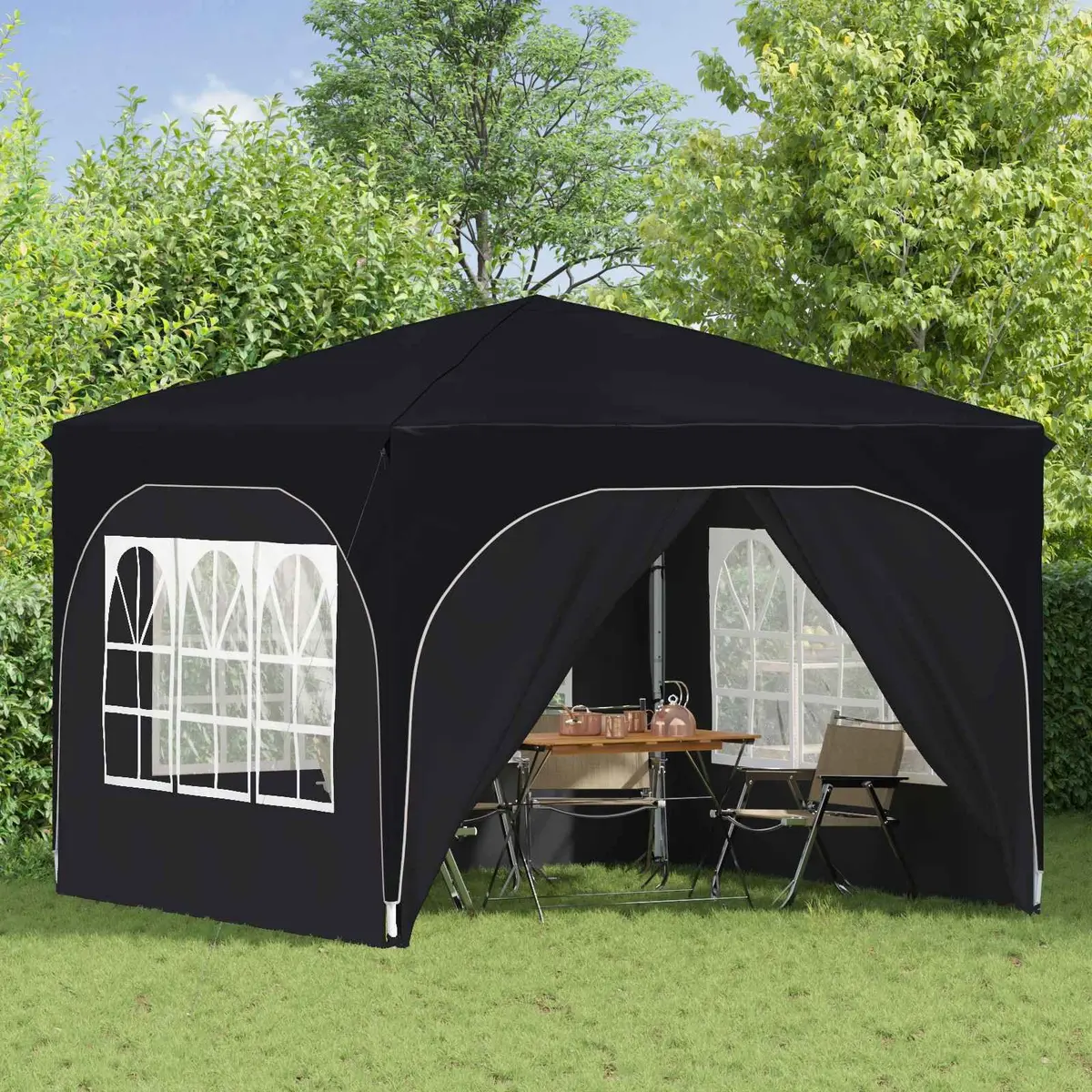 Pop-up Party Tent 290x290cm Durable 210D Oxford Fabric Adjustable Height Anthracite