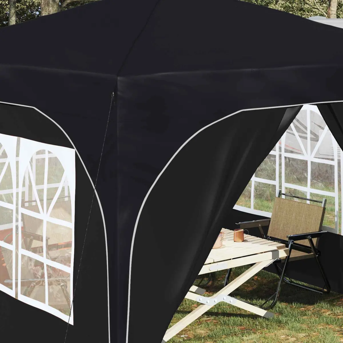 Pop-up Party Tent 290x290cm Durable 210D Oxford Fabric Adjustable Height Anthracite