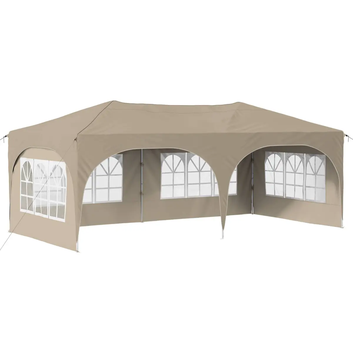 Outdoor Canopy Gazebo Cream Oxford Fabric Pop-up Party Tent 575x288x245cm Waterproof UV Protection Durable Construction