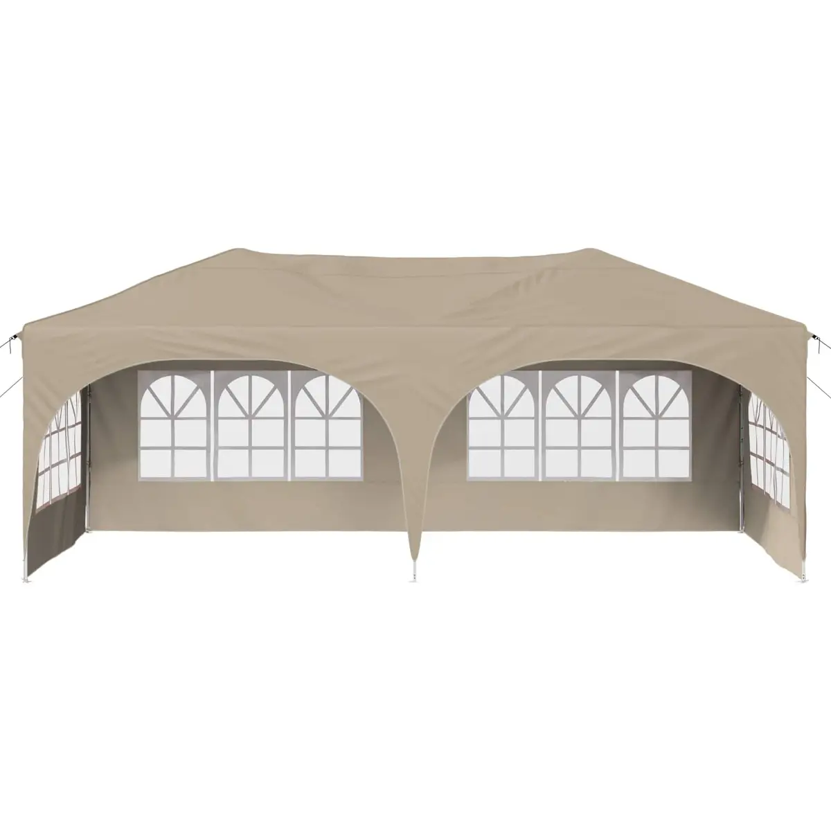 Outdoor Canopy Gazebo Cream Oxford Fabric Pop-up Party Tent 575x288x245cm Waterproof UV Protection Durable Construction