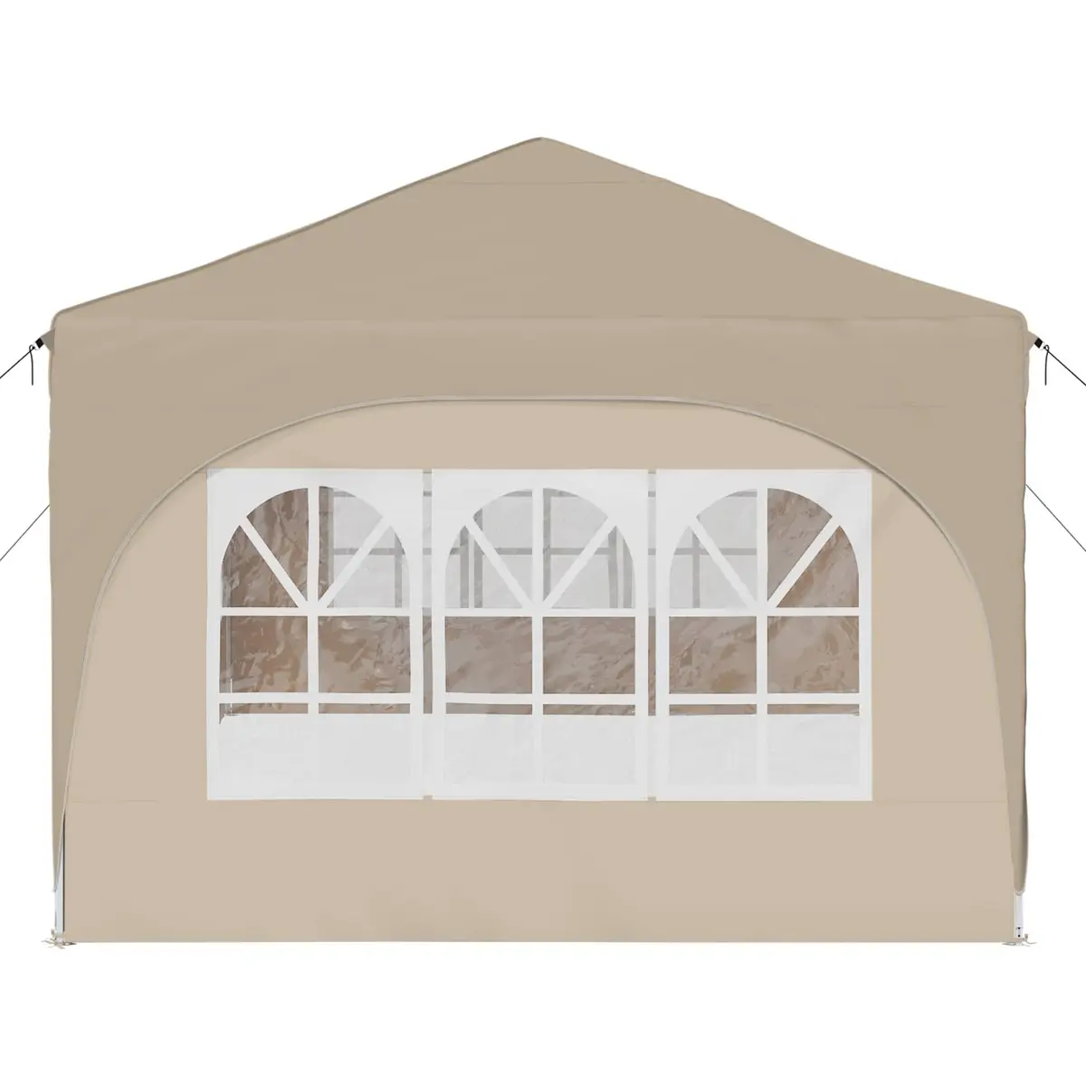 Outdoor Canopy Gazebo Cream Oxford Fabric Pop-up Party Tent 575x288x245cm Waterproof UV Protection Durable Construction
