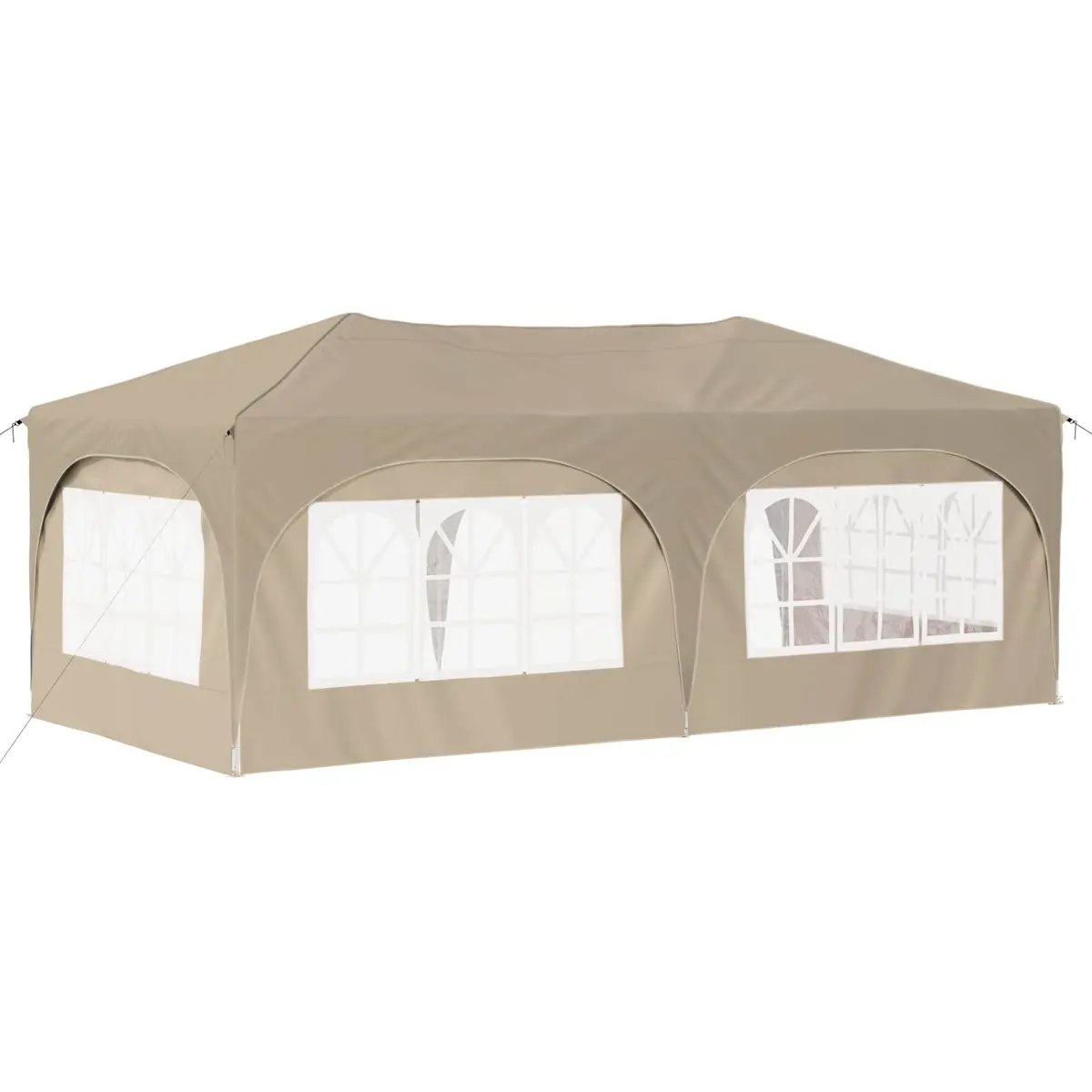 Outdoor Canopy Gazebo Cream Oxford Fabric Pop-up Party Tent 575x288x245cm Waterproof UV Protection Durable Construction