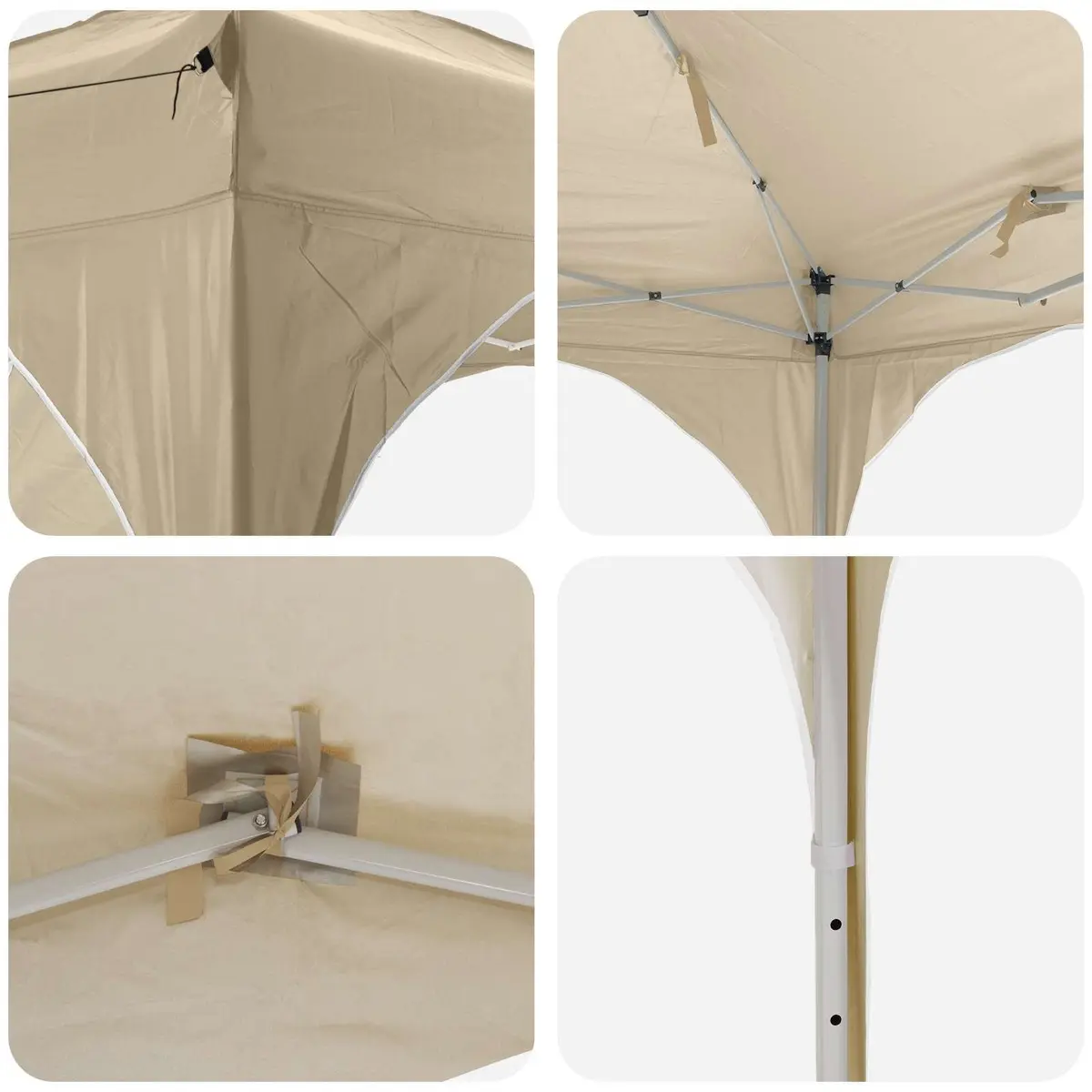 Outdoor Canopy Gazebo Cream Oxford Fabric Pop-up Party Tent 575x288x245cm Waterproof UV Protection Durable Construction