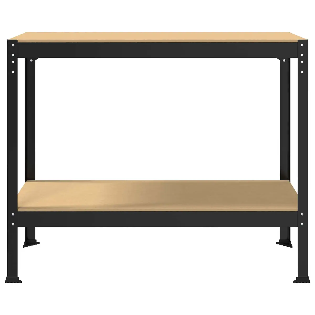 Workbench Engineered Wood Metal Frame Black 115cm x 55cm x 91cm with Pegboard and Drawer