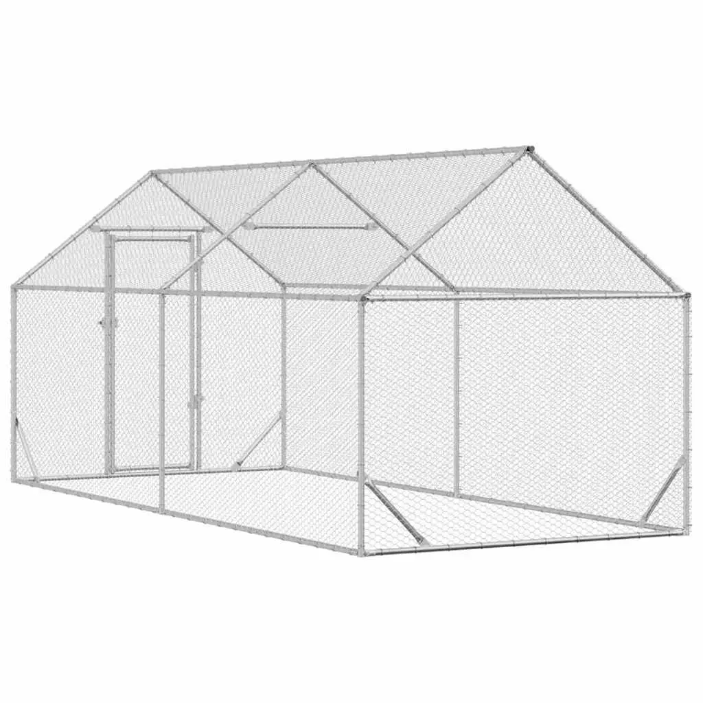 Chicken Cage Galvanised Steel Spacious 400x170x177cm Silver Outdoor Habitat