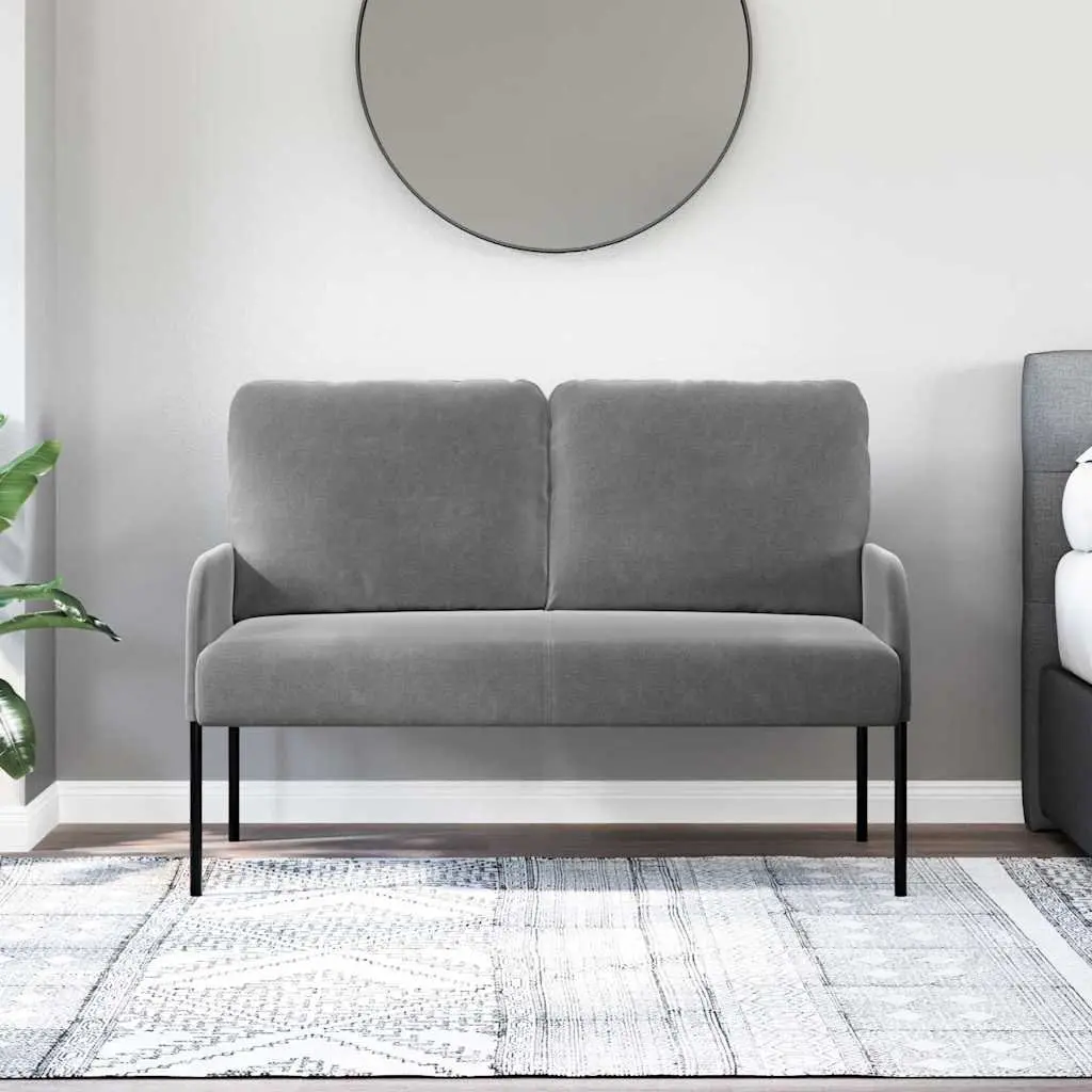 Grey Sofa 110cm Modern Lounge Seat Polyester Upholstery Bullnose Cushions