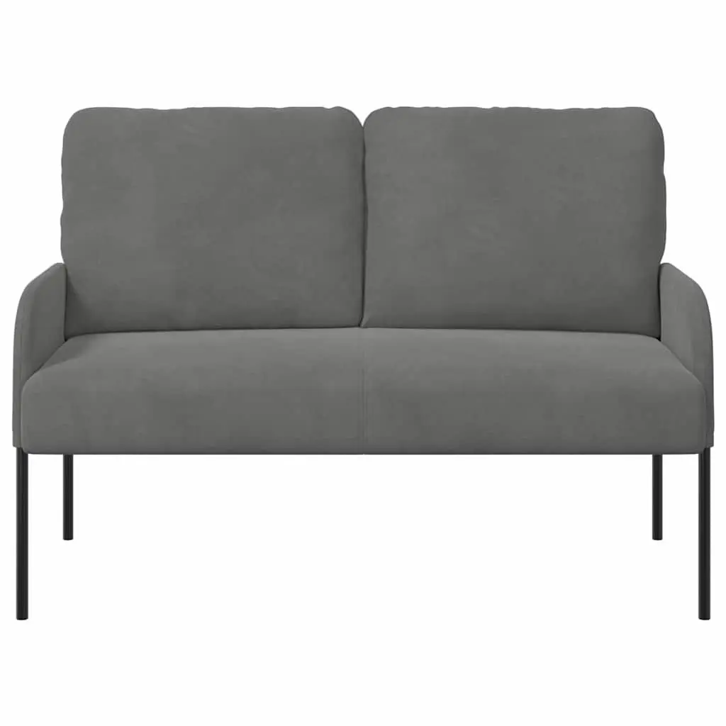 Grey Sofa 110cm Modern Lounge Seat Polyester Upholstery Bullnose Cushions